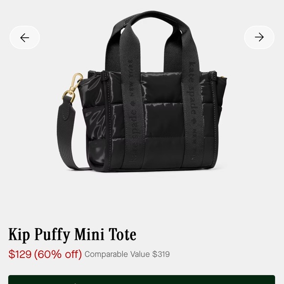 NWT Kate Spade Black Kip Mini Puffy Tote - Picture 5 of 8